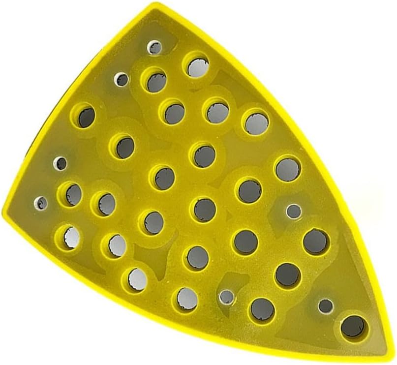 Triangular Sanding Pad for Orbital Sander – 32-Hole Polishing Disc, 100 x 148 mm Yellow Abrasive Backing Pad, Triangle Grinder Pad Compatible with Detail Polishing