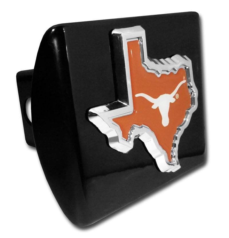 Elektroplate University of Texas (TX Shape with Color) Black Hitch Cover