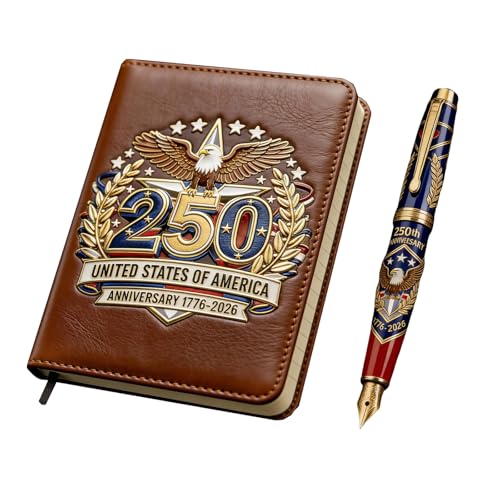 250th U.S. Anniversary Pen & Notebook Set, USA 250th Anniversary Commemorative Pen with Patriotic Journal, 1776-2026 U.S. Independence Anniversarys, Ideal for Patriots & Collectors