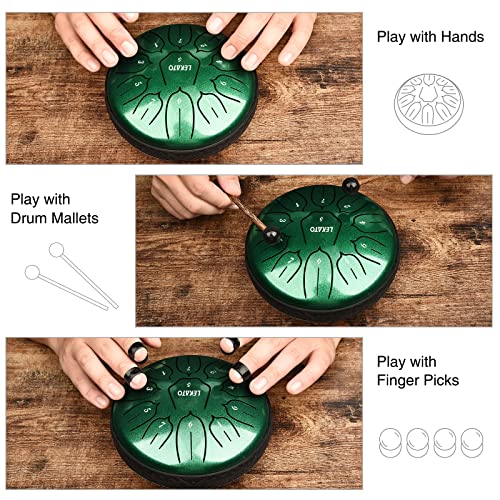 image for LEKATO Rain Drum for Outside, Steel Tongue Drum 6 Inch 11 Notes Rain C