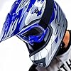 DOT Youth Kids Motocross Offroad Street Dirt Bike Helmet Youth Motorcycle ATV Helmet with Goggles Gloves Blue Flame M #4