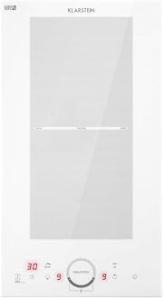 Klarstein Delicatessa Slim Domino Induction Cooker, Flex Zone Technology, Self-Sufficient, Built-in Hob, 29 cm, 2 Zones, 3500 Watt, Booster, Pot Detection, Timer, Sensor Touch, Glass Ceramic, White