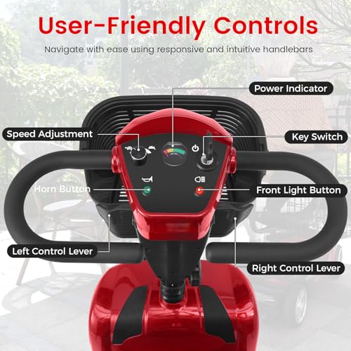 Image of 4 Wheel Mobility Scooters for Seniors - Up to 45 Miles Range,Folding Powered Mobility Scooter Device w /600WH Battery,Only 58 lb Weight, Dual Basket, 300 lb Capacity, Compact
