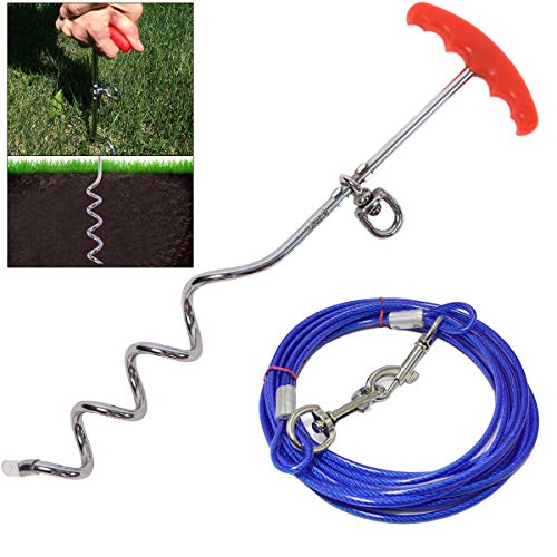 VIP Home Essentials 12-Inch Easyturn Spiral Stake with 30-Feet of Pet Tieout Cable