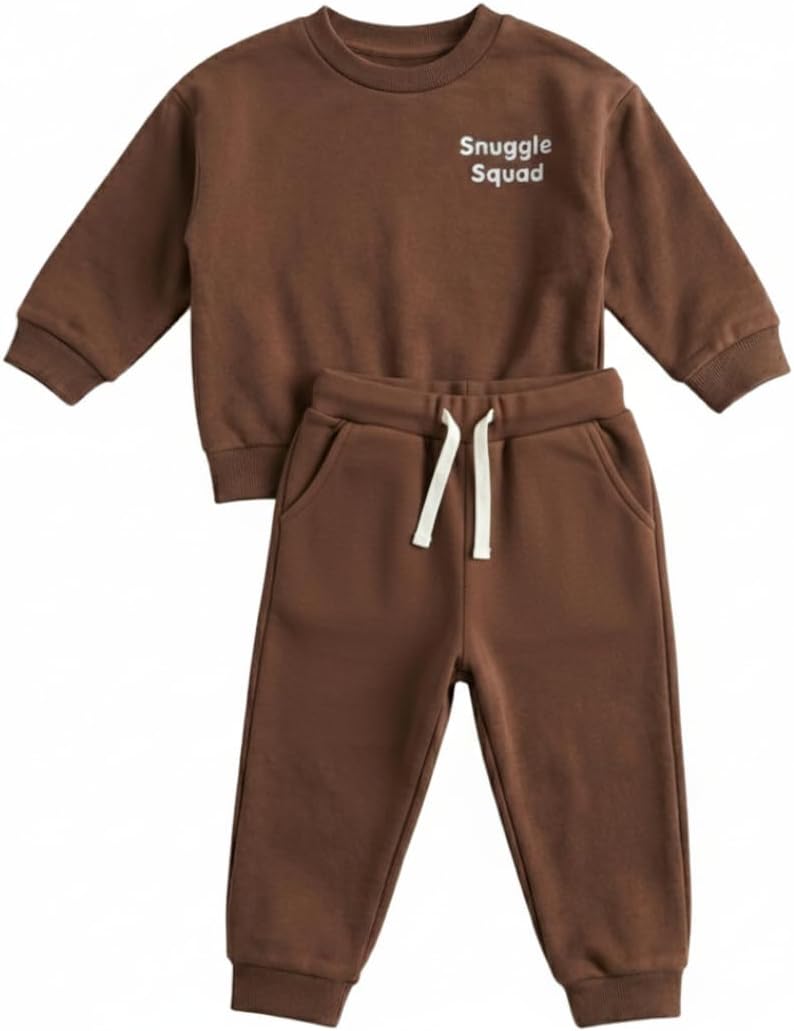Snuggle Squad Organic Cotton Baby & Toddler Sweatsuit – 2pc Cozy Premium Sweatshirt & Jogger Set – OEKO-TEX Certfied Outfit
