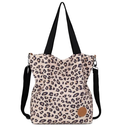 JANSBEN Damen Canvas Handtasche Schultertasche Casual Multifunktionale Umhängetaschen Groß für Arbeit Schule Shopper Lässige täglich