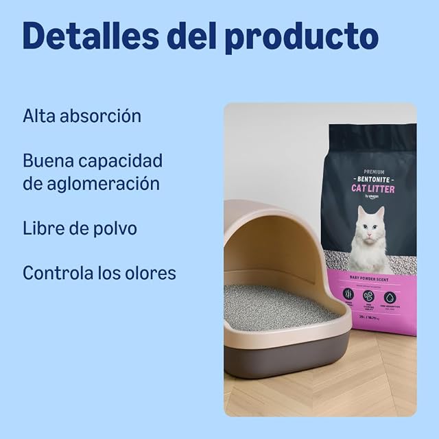 Foto 3 de 6 de by Amazon Arenero Prémium de Bentonita con Aroma a Talco para Gatos