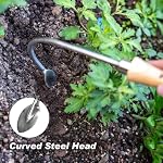 Berry&Bird Weed Puller Tool, Crack Weeder Cultivator Garden Hand Tools, Durable Curved Head Hook & Wooden Handle, Garden Digging, Edging, Planting Remover Tool for Patio Lawn Yard Moss Terrace Paving