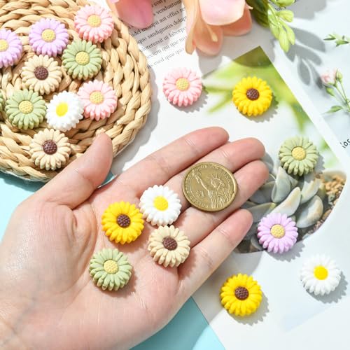 UR URLIFEHALL 20 Pcs Daisy Silicone Beads Colourful Flower Silicone Focal Beads for Jewellery Crafts DIY Garlands Lanyards Making Gift Decor - Image 3