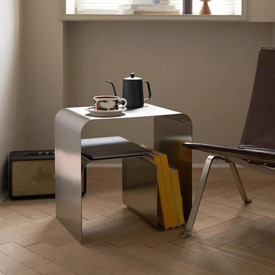 Amazon.com: RNBEmU Minimalist Stainless Steel End Table, Modern