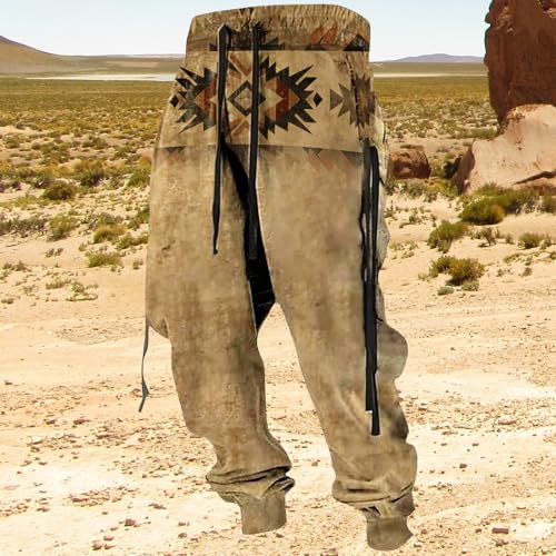 Bengbobar Cowboy Pants Men Native American Novelty Graphic Western Trousers Casual Loose Elastic Drawstring Baggy Pants2