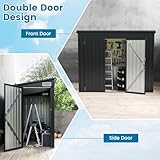 COSTWAY 8 x 4ft/8 x 6ft/10 x 8ft Garden Storage Shed, Galvanized Metal Garden Sheds with 3 Doors, Safety Locks, Keys, Sloping Roof & Air Vents, Weatherproof Tool Shed House (8 x 4ft, 235x117x185cm) - Image 4