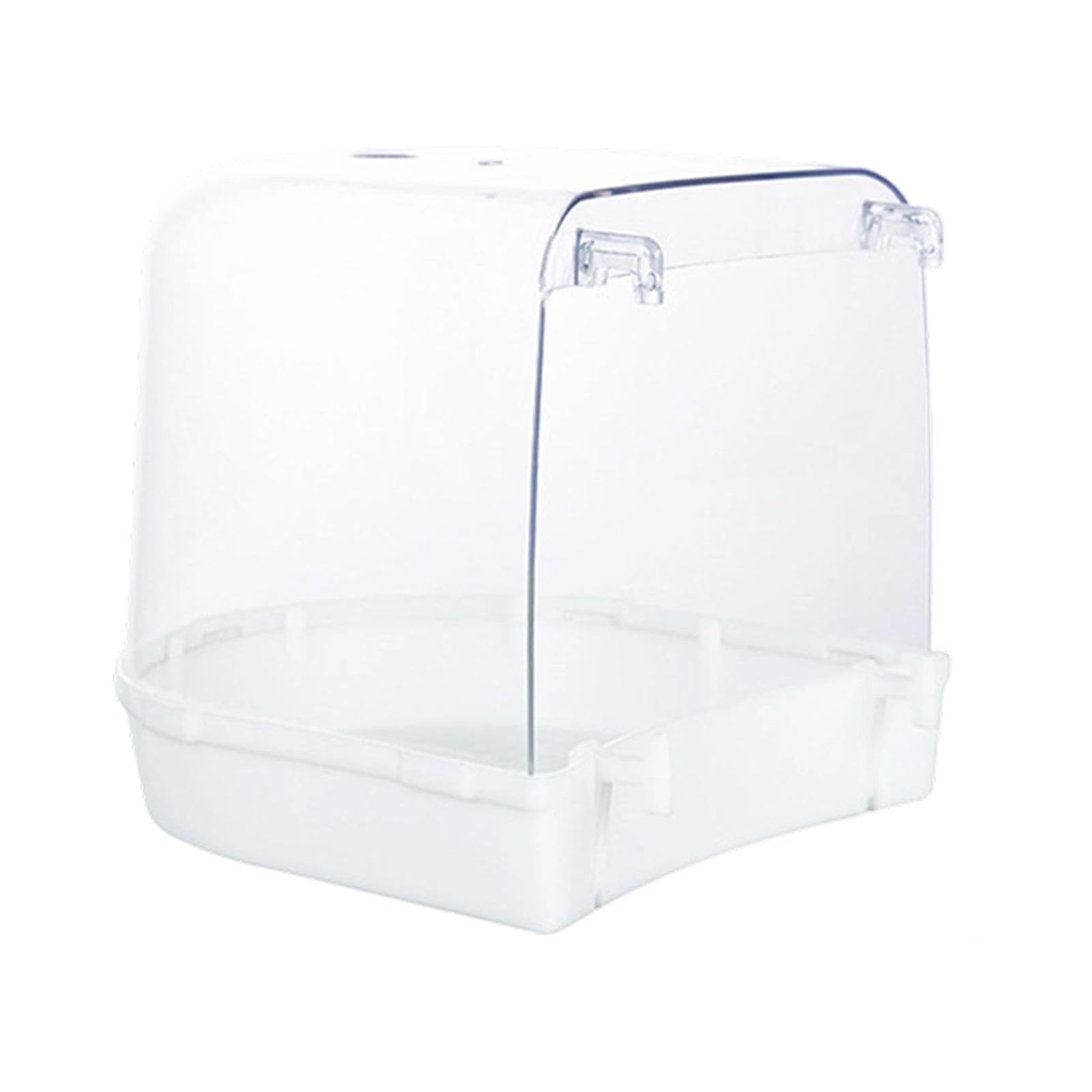Bain d'oiseaux Transparent et Spacieux pour Cage, Idéal pour Les Perroquets, Perruches Ondulées, Canaris, Inséparables et Calopsittes, Blanc