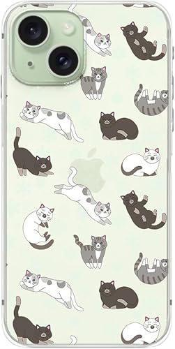 Miniatura 5 de Blingy's Funda para iPhone 15, lindo estilo de gato con patrón de copo de nieve de invierno, divertido diseño de animales de dibujos animados, funda