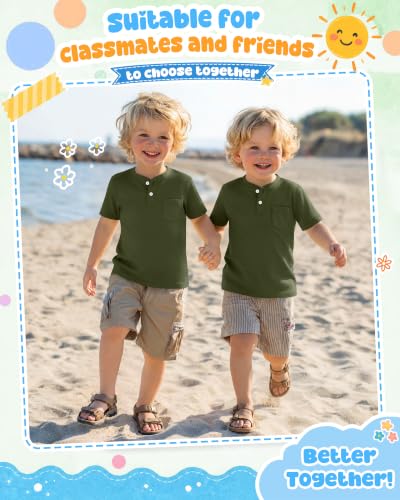 Image of Toddler Boys Cotton Henley T Shirts