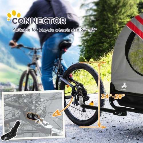 【LuckyNote】 2-in-1 Pet Bike Trailer for Small, Road-Visibility Bicycle,Weather-Strong Bike Wagon Trailer Sidecar Attachment, Red,55 x 28.5 x 42.5 Inche