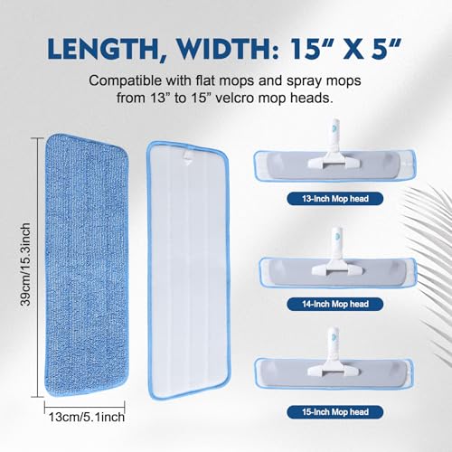 Image of 3 Pack Microfiber Mop Pads | Mop Replacement Pads Refills, Floor Spray Mop Pads, Wet Mop Pads, Reusable Pads, Suitable for All Spray Mops Cleaning