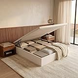 ROYAL SLEEP Canapé Abatible de Madera | 135x190 | Montaje y Retirada de Usado Incluido | Gran Capacidad | Tapa 3D Transpirable | 32 cm | Color Blanco | Space Bed