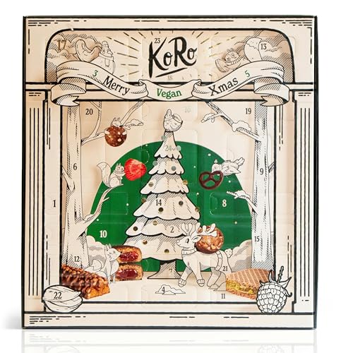KoRo - Veganer Adventskalender 2025-24 pflanzliche Überraschungen - Süße, fruchtige und nussige Snacks - Liebevolles Design