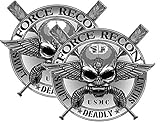 2pcs USMC Marines FORCE RECON no.2 Badge Label - Window Graphics 2nd Amendment Car Sticker USA decal...
