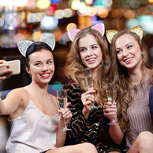 Wxj13 12 Pieces Cat Ears Headbands Cute Cat Headbands Sequins Headbands Hair Accessories For Girls And Women, 12 Colors #TOP3