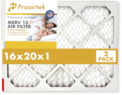 Proairtek AF16201M13SWH Model 16x20x1 Pack of 2 Air Filters, MERV ...