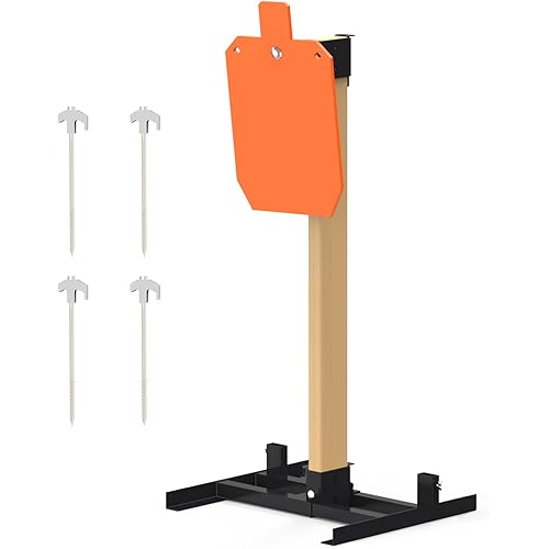 AR500 Steel Target Stand System for Shooting, 1/2'' or 3/8'' Thick Silhouette Metal Targets for Shooting Laser Cut Steel Target, Neon Orange