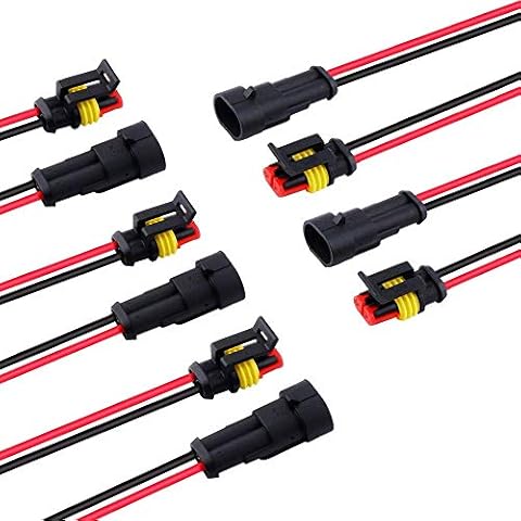 MUYI 5 Kits 2 Pin Connector 18AWG Waterproof Wire Connector 1.0mm² Quick Disconnect Wire Connectors 1.5mm Series Automotive Waterproof Electrical Connectors Wire Quick Connectors Cover