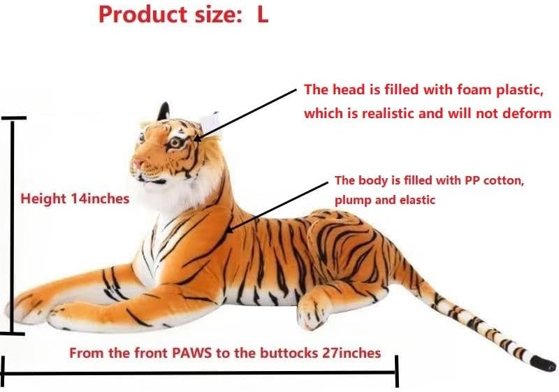 Large Stuffed Tiger Plush Toy- Giant Tiger Stuffed Animal (27inches,Excluding Tail) - Image 5