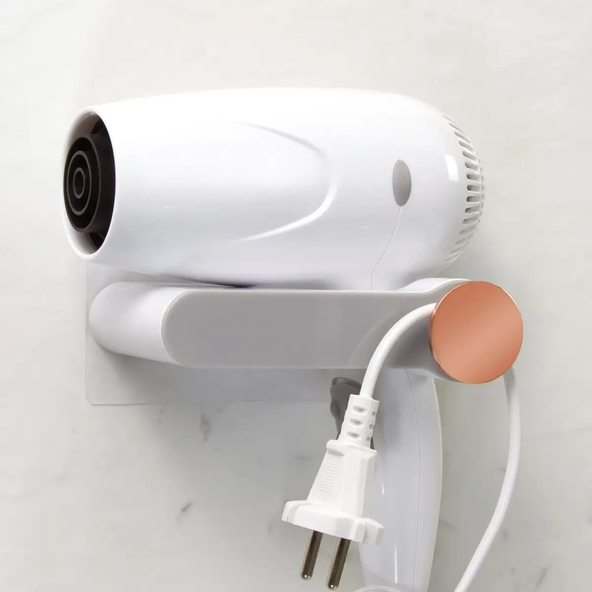 Self Adhesive Wall Mounted Hair Dryer Holder Punch-free Blow Dryer Holder Rack Plastic Hair Dryer Stand-image-19