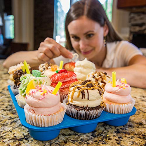 Silicone Muffin Pan & Mini Cupcake Baking Set (12 & 24 Cup) - Non Stick Mini Muffin Tin - Bpa Free & Dishwasher Safe Silicon Bakeware Pans/Tins - Rubber Trays & Molds - Free Recipe Ebook & Muffin Cups #TOP6