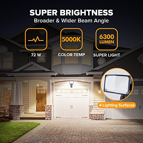 Lutec 76328010XX 72W 6300Lm Led Security Lights Motion Sensor Light Outdoor, 5000K Daylight, Ip65 Waterproof, Dusk To Dawn, 3 Head Motion Detected Flood Light thumb #1