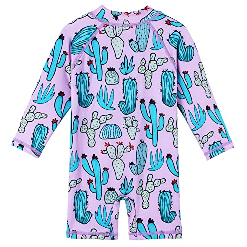 Image of HUAANIUE Toddler Girl Swimsuit Long Sleeve UPF50+ Sun Protection