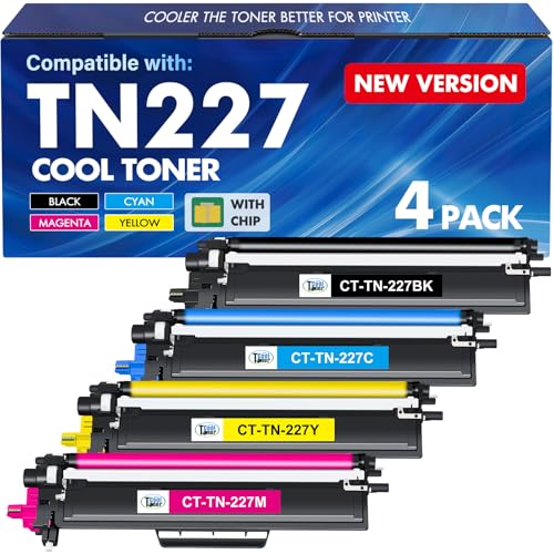 TN227 TN-227BK/C/M/Y High Yield Toner Cartridge 4 Pack:Compatible Replacement for Brother TN 227 TN-227 TN-223BK/C/M/Y TN223 for HL-L3270CDW MFC-L3770CDW HL-L3290CDW MFC-L3750CDW HL-L3210CW Printer