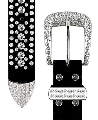 Western Rhinestone Cowgirl Cowboy Bling Studded Suede Leather Belt 1-1/4"(32mm) or Punk Gold Star Belt 1-1/8"(30mm) wide3