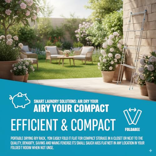 2 Fold Clothes Airer Laundry Drying Rack – Foldable Indoor Outdoor Concertina Dryer Stand, Space-Saving Metal Frame with Non-Slip Feetfor Clothes & Towels - Image 4