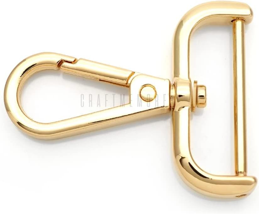 CRAFTMEMORE 2pcs Detachable Snap Hook Swivel Clasp w/Screw Bar VT493 Bag Strap Hardware Replacement (1 1/2 Inch, Gold) - Image 3