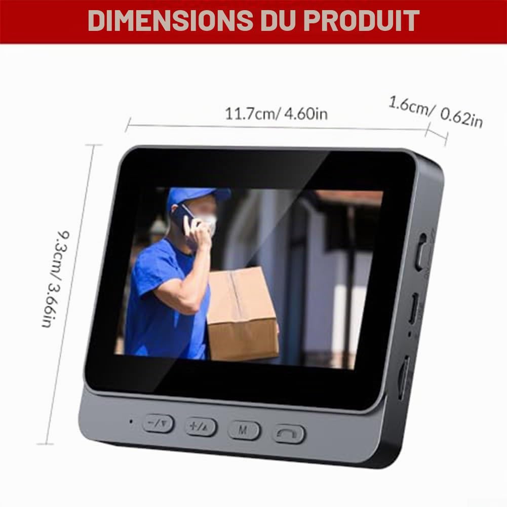 Sonnette vidéo sans fil, sans WiFi, audio bidirectionnel, caméra activée avec écran, interphone vidéo 1080p, design étanche pour une utilisation en extérieur, abonnement