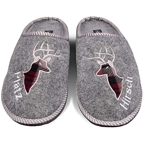 Sprint Sport Herren Hausschuhe mit Stickerei Platzhirsch Pantoffel Jäger Cover