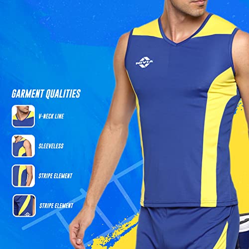 Image of Nivia Flash Volleyball Jersey Set for Men (XS, Royal Blue /Yellow)