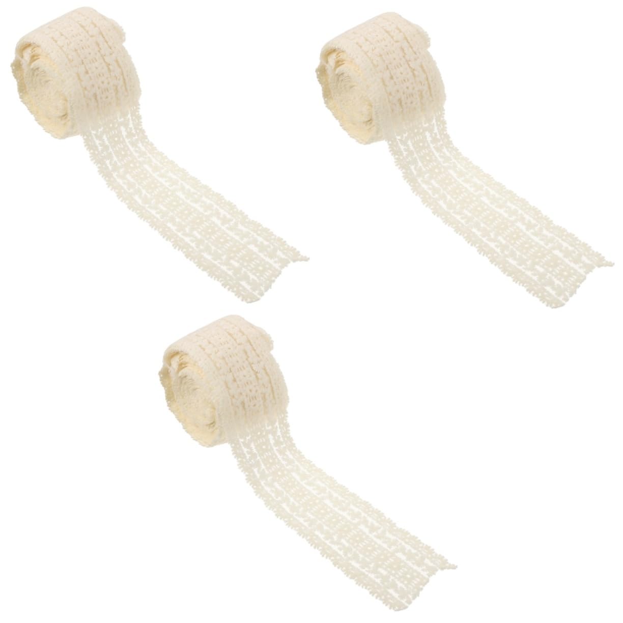 STOBOK 3rollos Ribete De Encaje Decorativo Bordado Para Manualidades Metros Accesorios Para Diademas y Ropa Material Resistente y Elegante Para