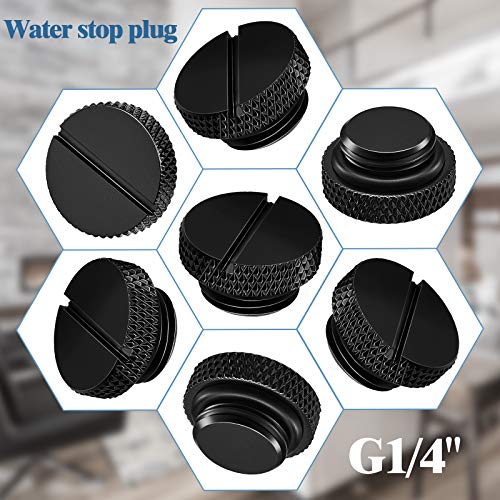 Image of Hotop 10 Pcs Black Water Cooling Plug Fittings with O Ring, G1 /4 Thread