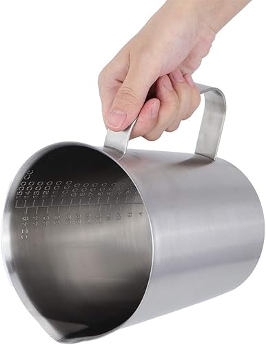 Miniatura 3 de Jarra de espuma de leche de acero inoxidable, jarra grande con escamas espumador de leche, taza de vaporizador, taza de crema, jarra de vertido con