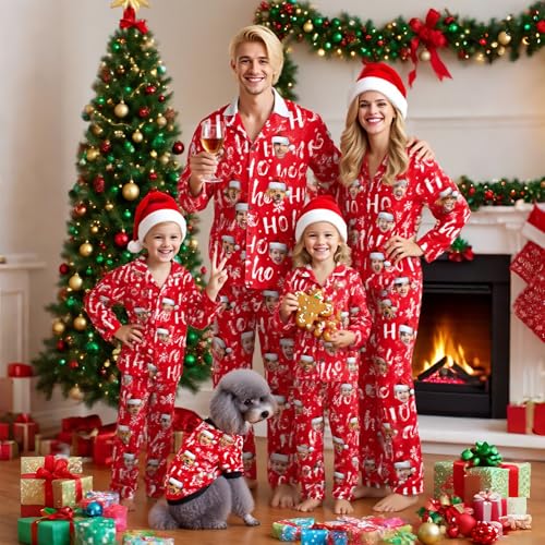 D-Story Custom Face Pajama Sets for Family Personalized Picture Sleepwear Xmas Valentine Fun Gift Pjs for Men Women Friends4