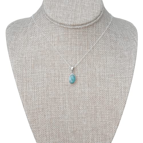 Natural Turquoise Pendant Necklace, 925...