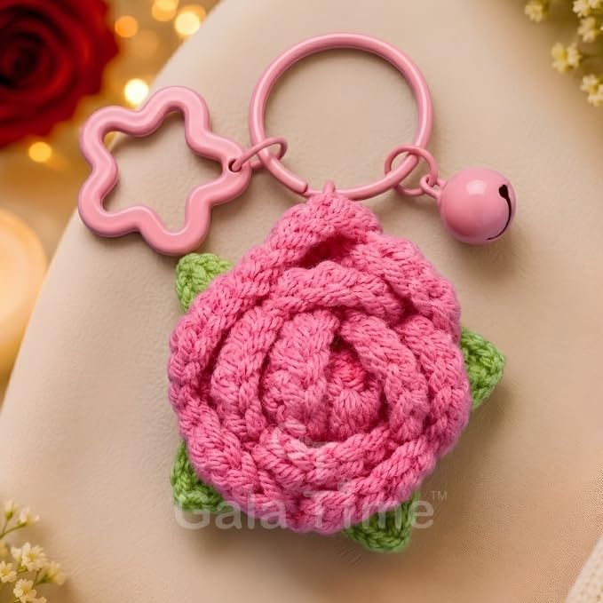 Image of Handmade Crochet Flower Keychain for Bags Keys Purse Backpack Cute Aesthetic Yarn Keyring Bag Charm Handmade Soft Thread Flower Keychain for Girls Women Kids Gifting and Daily Use