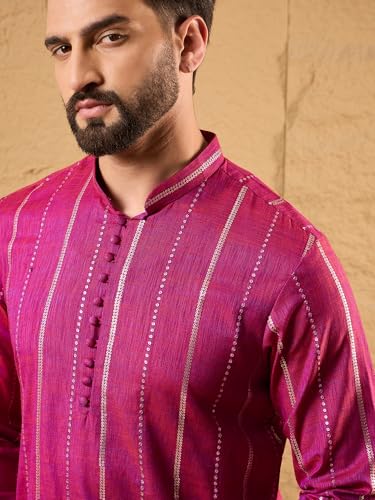 Image of Men's Embroidered Solid Calf Length Kurtas | Men | Kurtas for Mens | Straight Fit Kurta for Men's