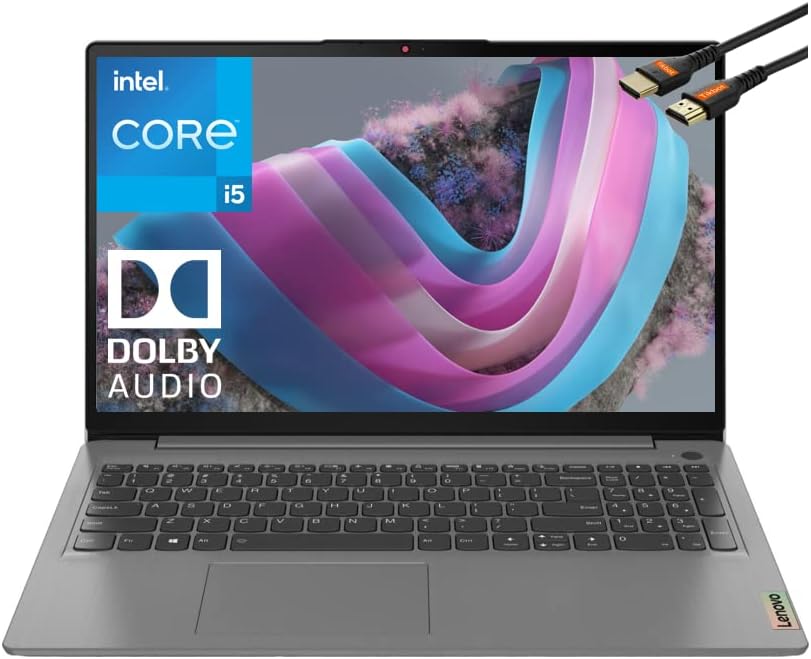 Lenovo Ideapad 3i 15.6″ FHD Touch Screen Laptop, 11th Gen Intel Core i5-1135G7, Windows 11 Home in S Mode, Privacy Camera, Arctic Grey, w/HDMI (12GB RAM | 512GB PCIe SSD)