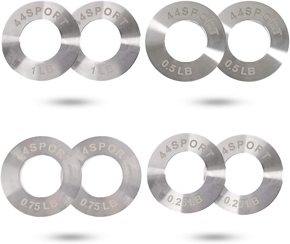 44SPORT – Placas de acero fraccionadas olímpicas – Par de pesos de 14, 12, 34, 1 libra (8 en total)