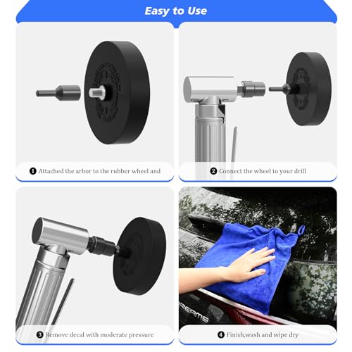 EHDIS Folienradierer Kit, mit Adapter, 250 mm & 88 mm Folienradierer und Kunststoff Schaber, zum Professionellen Entfernen ​von Folien und Kleberesten am Fahrzeug, Auto oder Motorrad